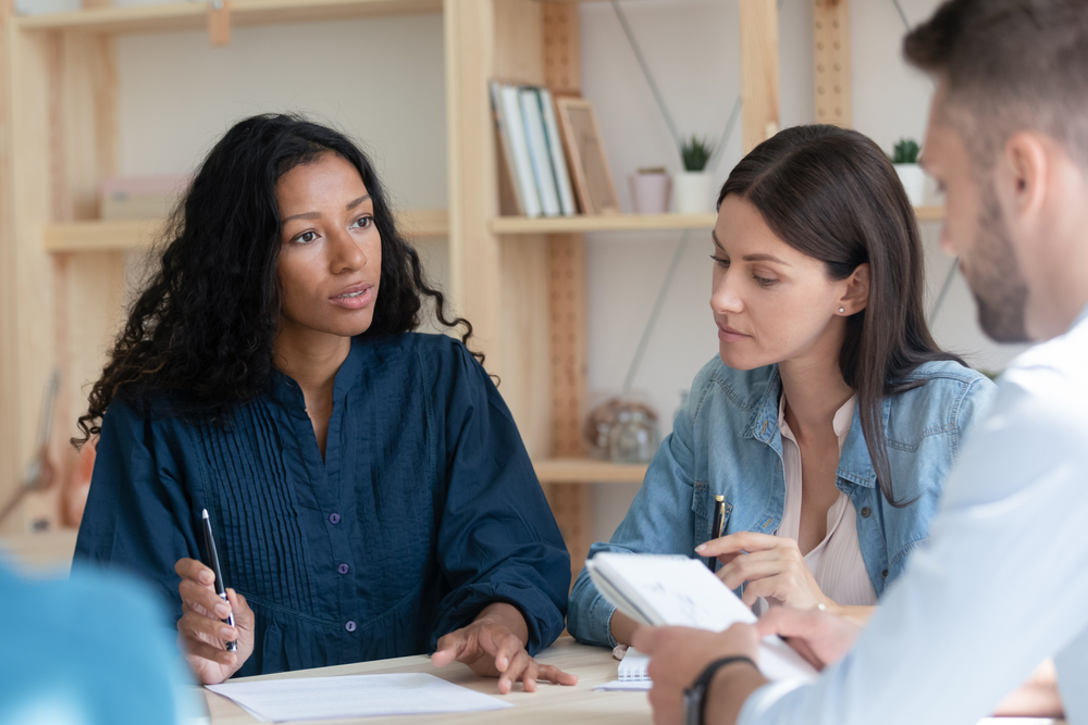 woman talking about insurance